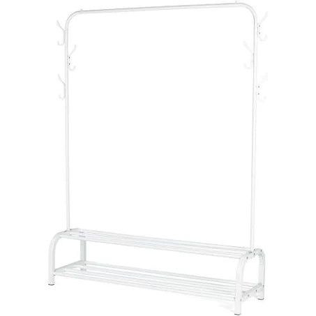 LIVIVO Clothing Rail with Shoe Rack - White
