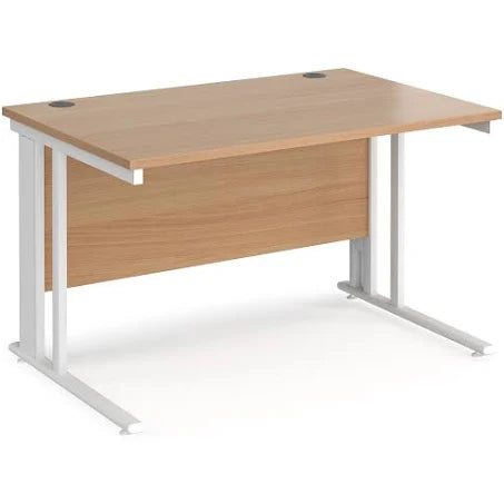 Maestro 25 Straight Desk 1200mm x 800mm - White Cable Managed Leg Frame, Beech Top