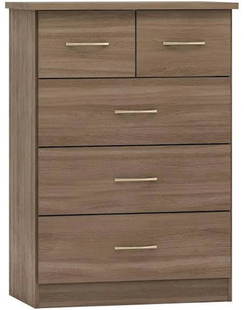 Seconique Nevada 3+2 Drawer Chest - Rustic Oak Effect