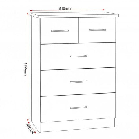 Seconique Nevada 3+2 Drawer Chest - Rustic Oak Effect
