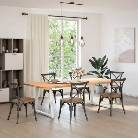 vidaXL Dining Table Legs V-Shape 2 Pcs White 70x(72-73.3) cm Steel