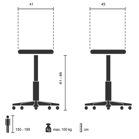 HJH Office Top Work 23 - Counter Chair Black