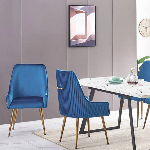 Soho Lux Velvet Dining Chair Single - Blue - Life Interiors