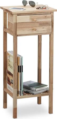 Relaxdays Walnut Side Table with Drawer