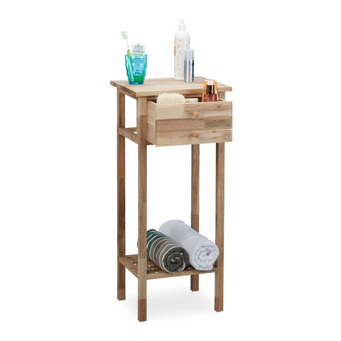 Relaxdays Walnut Side Table with Drawer