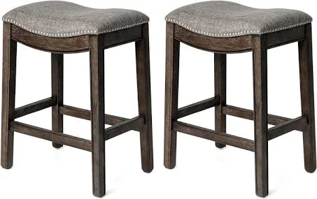 Maven Lane Adrien 66 cm Counter Height Upholstered Backless Saddle Barstool in ...