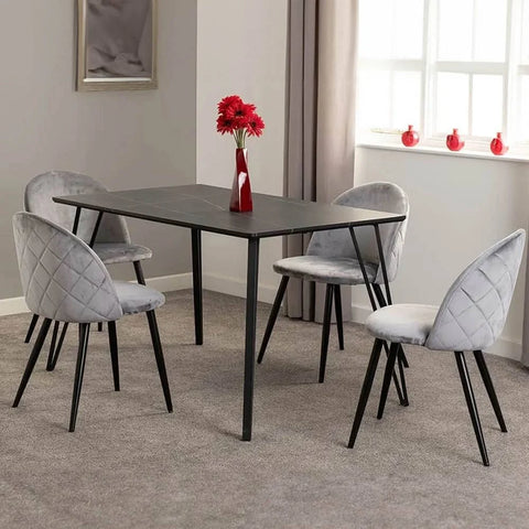 Seconique Marlow Set of 4 Grey Velvet Dining Chair