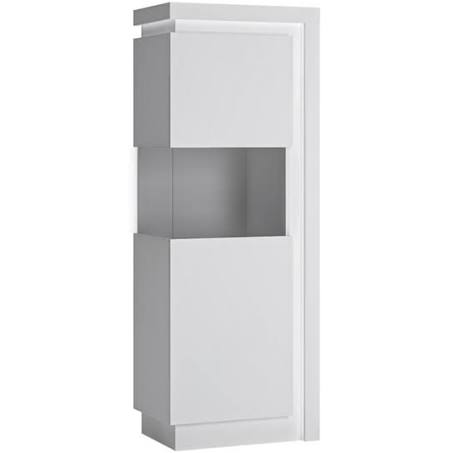 *Lyon Narrow Display Cabinet (LHD) 164.1cm High (Including LED Lighting) in White ...