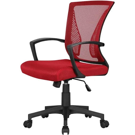 Modern Mesh Office Chair with Adjustable Height - Red