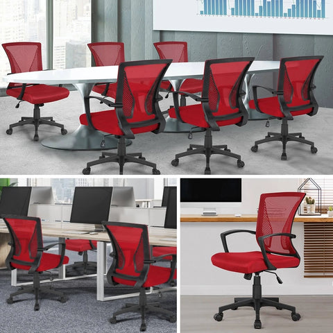 Modern Mesh Office Chair with Adjustable Height - Red