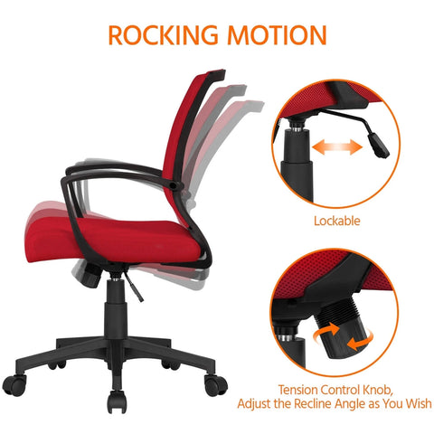 Modern Mesh Office Chair with Adjustable Height - Red