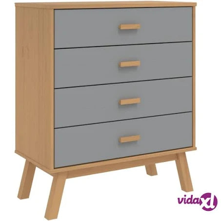 vidaXL Drawer Cabinet Olden Grey and Brown Solid Wood Pine