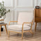 65cm Wide Linen Upholstered Wooden Armchair - Beige