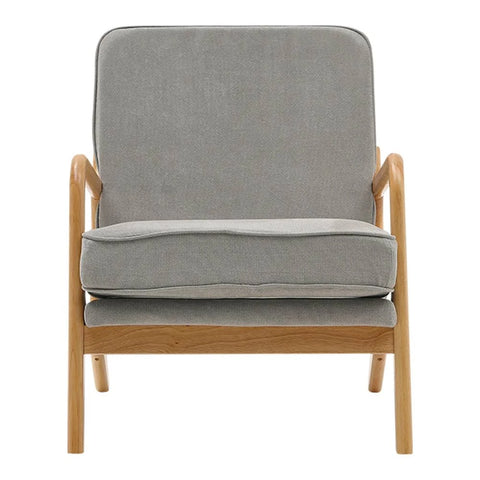 65cm Wide Linen Upholstered Wooden Armchair - Beige