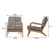 65cm Wide Linen Upholstered Wooden Armchair - Beige