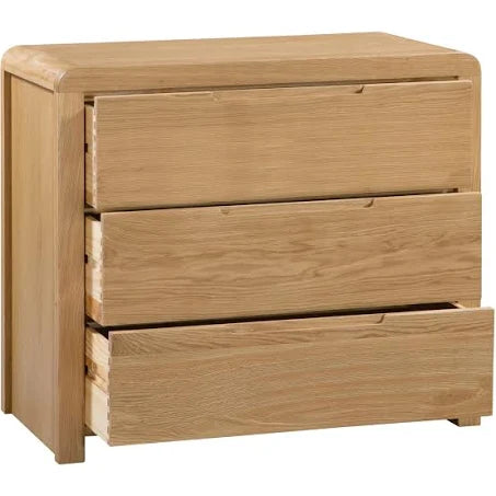 Julian Bowen Curve 3 Drawer Chest - Oak