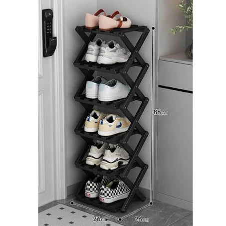 DECORN Bamboo Free Standing Shoe Rack For Entryway - Foldable Shoe Organizer Rack ...