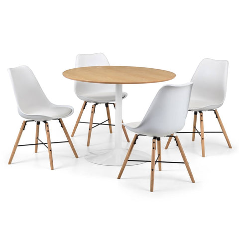 Julian Bowen Blanco Round Pedestal Dining Table, White & Oak