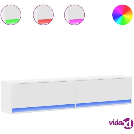 vidaXL TV Wall Cabinet with LED White 180x31x38 cm