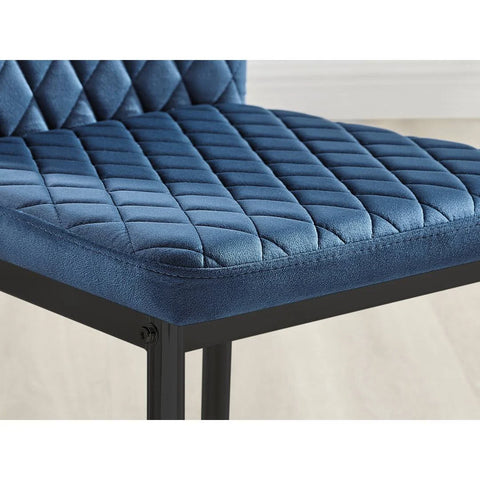Furniture Box Novara 120cm Dining Table & 6 Navy Chairs