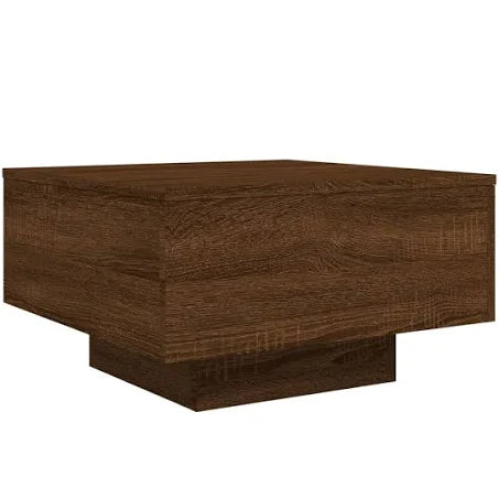 vidaXL Coffee Table with LED Lights Brown Oak 55x55x31 cm