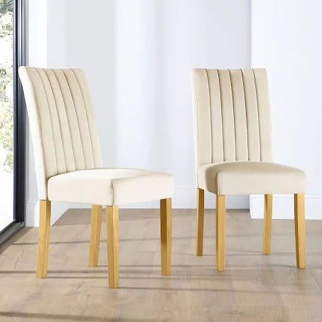 Salisbury Dining Chair, Ivory Classic Plush Fabric & Natural Oak Finished Solid ...