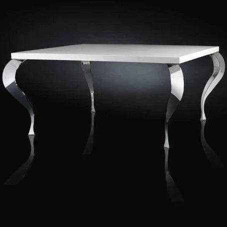 Square table luigi, mdf and chrome-plated steel, modern design