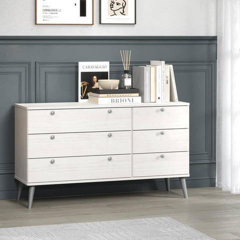Augusta White 3 plus 3 Drawer extra wide Chest of Drawers - white