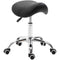 HOMCOM - Pu Leather Saddle Stool W/ Moulded Padded Seat Adjustable Height - Black