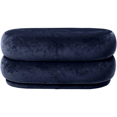 Ferm Living Pouf Oval - Faded Velvet - Medium Ocean
