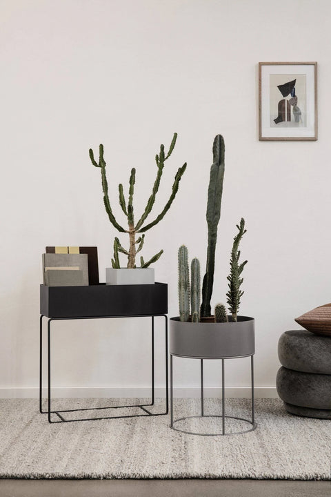 Ferm Living Pouf Oval - Faded Velvet - Medium Ocean