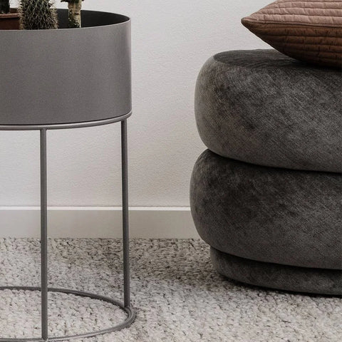 Ferm Living Pouf Oval - Faded Velvet - Medium Ocean