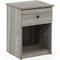 Furinno Lucca Side Table, End Table, Nightstand with One Drawer, French Oak Grey