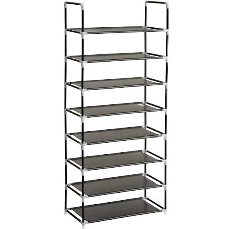 Tectake Shoe Rack with 8 Shelves - Black