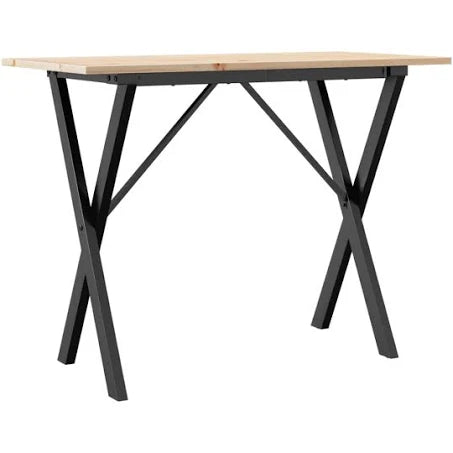 vidaXL Dining Table X-Frame 100x50x75 cm Solid Wood Pine and Steel
