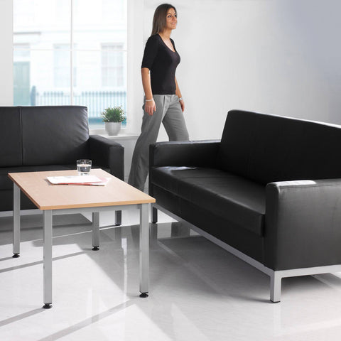 Helsinki Square Back Reception Single Tub Chair - Black Leather Faced