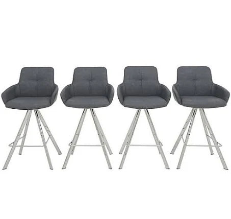 Vegas Set of 4 Faux Leather Swivel Barstools with Arms
