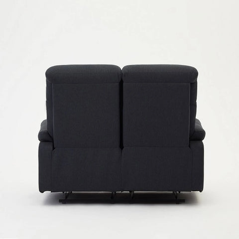 Brady Manual Recliner Sofa Suite Dark Grey Padded Fabric - Grey Fabric / 2
