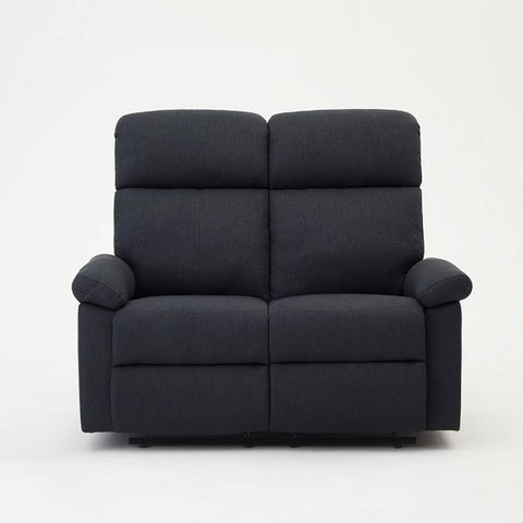 Brady Manual Recliner Sofa Suite Dark Grey Padded Fabric - Grey Fabric / 2