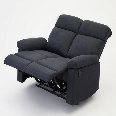 Brady Manual Recliner Sofa Suite Dark Grey Padded Fabric - Grey Fabric / 2