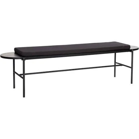 Wooden bench with cushion Black | Hubsch