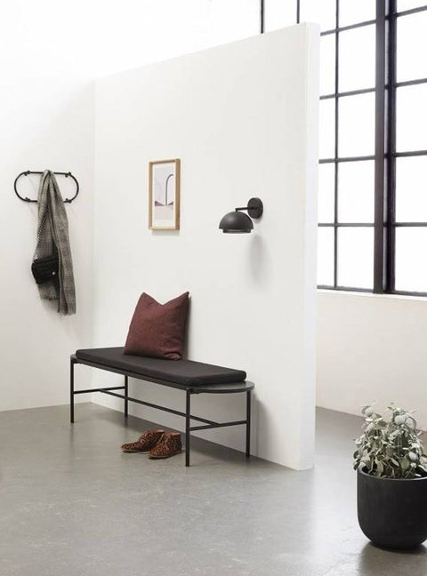 Wooden bench with cushion Black | Hubsch