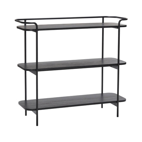 Wooden bench with cushion Black | Hubsch