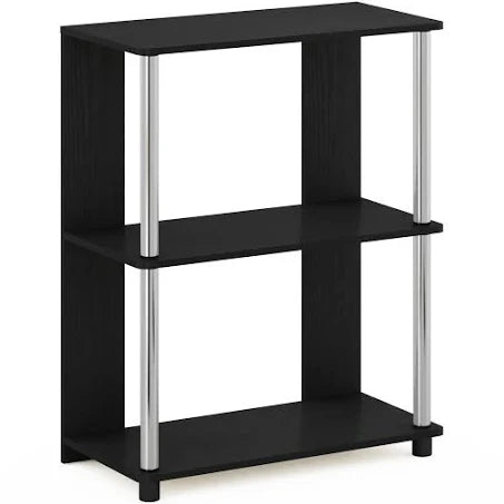 Furinno Jaya Simple Design Bookcase Americano Stainless Steel Tubes
