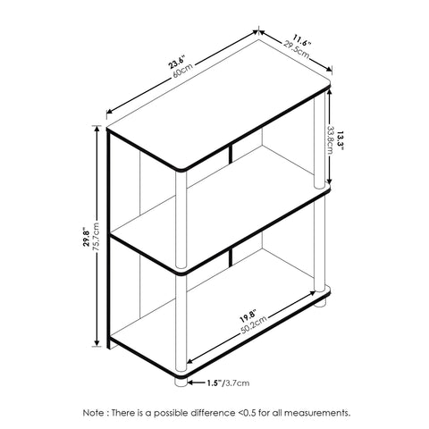 Furinno Jaya Simple Design Bookcase Americano Stainless Steel Tubes