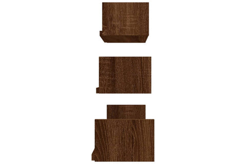 vidaXL Wall Display Shelves 3 Pcs Brown Oak Engineered Wood