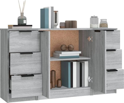 vidaXL Sideboards 3 Pcs Brown Oak Engineered Wood