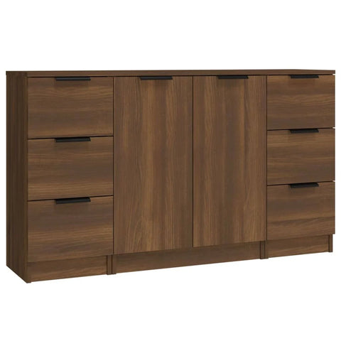 vidaXL Sideboards 3 Pcs Brown Oak Engineered Wood