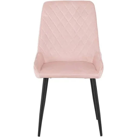 Seconique Avery Set of 2 Baby Pink Velvet Dining Chair
