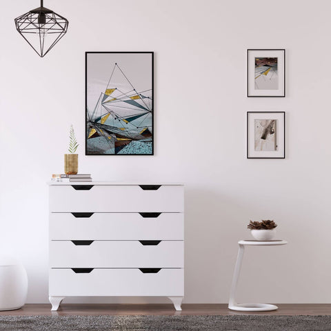 Evuhome - Bergen 4 Chest of Drawers, White - White